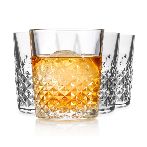 Libbey Carats Double Old Fashioned Glasses, 12-ounce, Set of 4