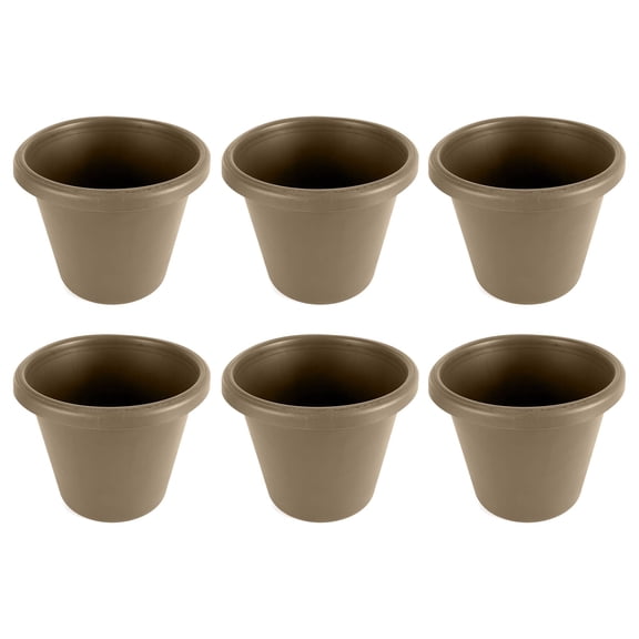The HC Companies 16" Plastic Classic Flower Pot Planter, Beige (6 Pack)