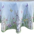 thumbnail image 2 of Newbridge Easter Bunny Meadow Fabric Bordered Tablecloth - Blue Gingham Bunny Rabbit Wrinkle and Stain Resistant Checkered Fabric Spring Tablecloth, 70” Round, 2 of 9