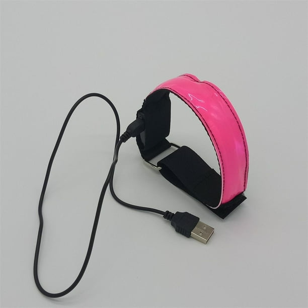 Fiudx Brazalete Reflectante Led, Modos de Luz Intermitente, Recargable Por Usb, Seguridad para Correr de Noche, Accesorio para Ciclismo y Caminatas, Alta Visibilidad, Ajuste Elástico Cómodo, Tamaño 3