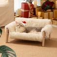 thumbnail image 4 of Cat Couch Bed, Pet Sofa for Indoor Cats Wooden Indoor Elevated Cat Beds with Removable Mattress Cover Suitable for Kitty, Puppy or Small Animal (Beige, Medium), 4 of 9