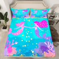 thumbnail image 2 of Mermaid Bed&nbsp;Sheets&nbsp;Set Nautical Sea Animal Sheet&nbsp;Set Full,Coastal Sheets Watercolor Coral Bed Set Ocean Decor, 2 of 4