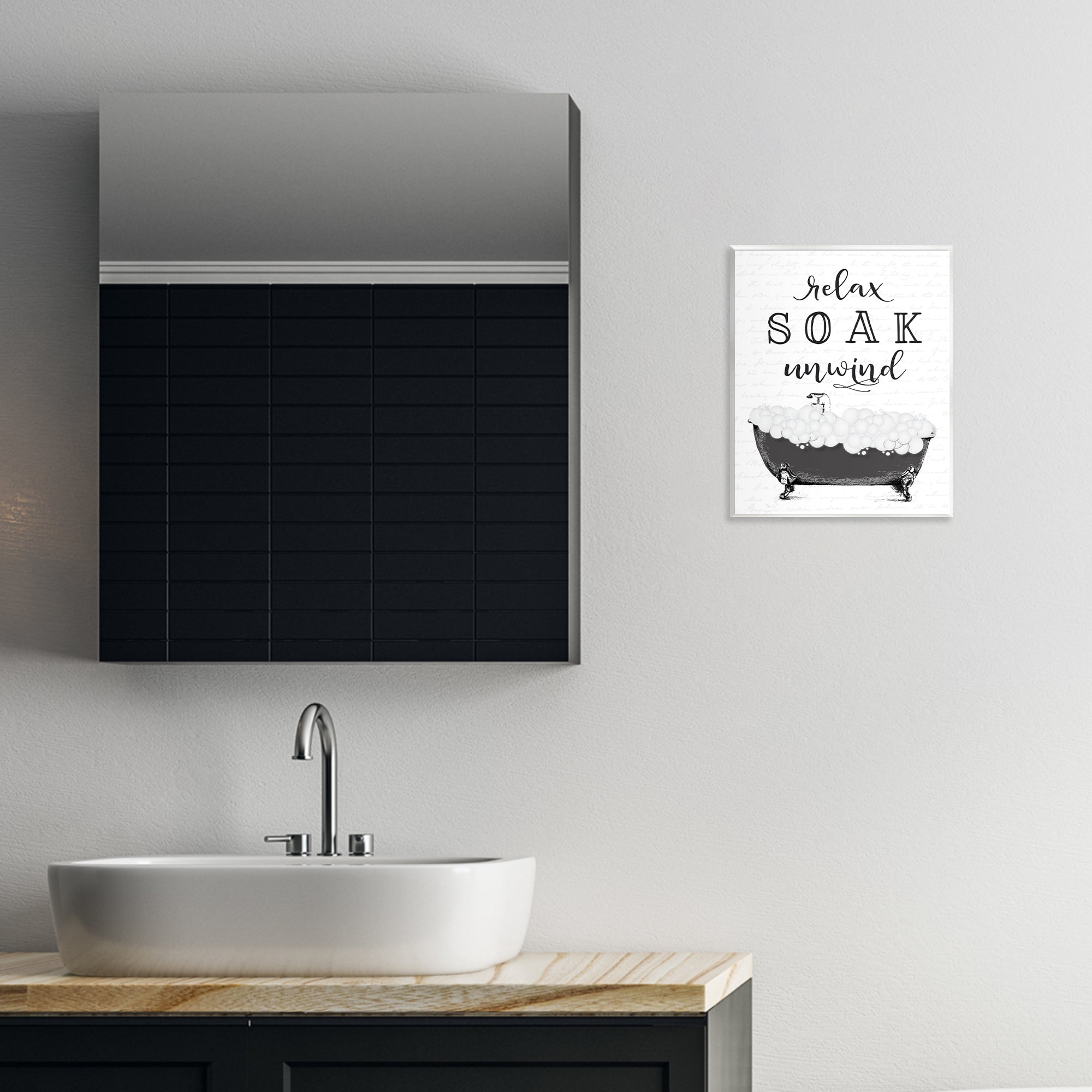 Soak Unwind Bubble Bath Wall Plaque Art, design by Lettered and Lined