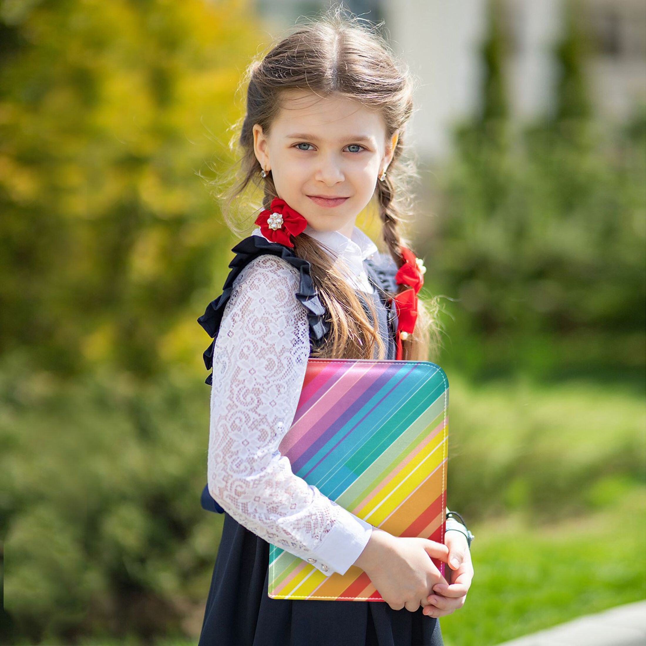 Trading Card Binder Album 400 Pockets 50 Removable 4-Pocket Pages Waterproof Rainbow Lines
