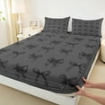 thumbnail image 3 of Feelyou Cartoon Black Bowknot Queen Sheet Sets for Kids, Princess Fairy Tale Flat Sheet, Kawaii Ribbon Queen Fitted Sheet, Breathable Home Decor, 4pcs, 3 of 7