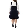 thumbnail image 3 of Agnes Orinda Women's Plus Size Corduroy Pinafore Short Dress Overall Dresses Suspender Skirt with Pocket 3X Dark Blue, 3 of 6