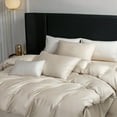 thumbnail image 4 of MooMee Duvet Cover Set Queen 600-TC 100% Extra Long-Staple Cotton Sateen Silky Smooth Luxury (Beige), 4 of 7