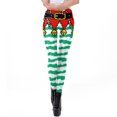 thumbnail image 1 of Nadanbao-pantalones de fiesta navideños para mujer, mallas con estampado de rayas verdes, medias elásticas de cintura media, 1 of 5
