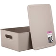 thumbnail image 2 of Superio 15L Medium Taupe Ribbed Storage Bin with Lid, Plastic (2 Pack), 2 of 9