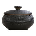 thumbnail image 3 of 2X Ceramic Ashtray with Windproof Lid for Indoor Outdoor Use -Black, 3 of 5