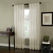 Curtainworks Soho Voile Curtain, Polyester Sheer Poletop Single Panel, Indoor, Oyster, 59"W x 120"L, Adult
