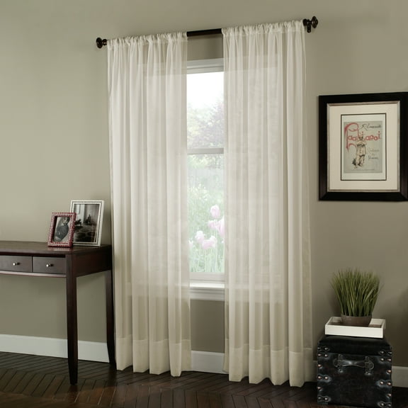 Curtainworks Soho Voile Curtain, Polyester Sheer Poletop Single Panel, Indoor, Oyster, 59"W x 120"L, Adult