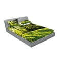 thumbnail image 2 of Ambesonne Green Fitted Sheet & Pillow Sham Set, Rising Sun Beams Forest, Full, Green, 2 of 2
