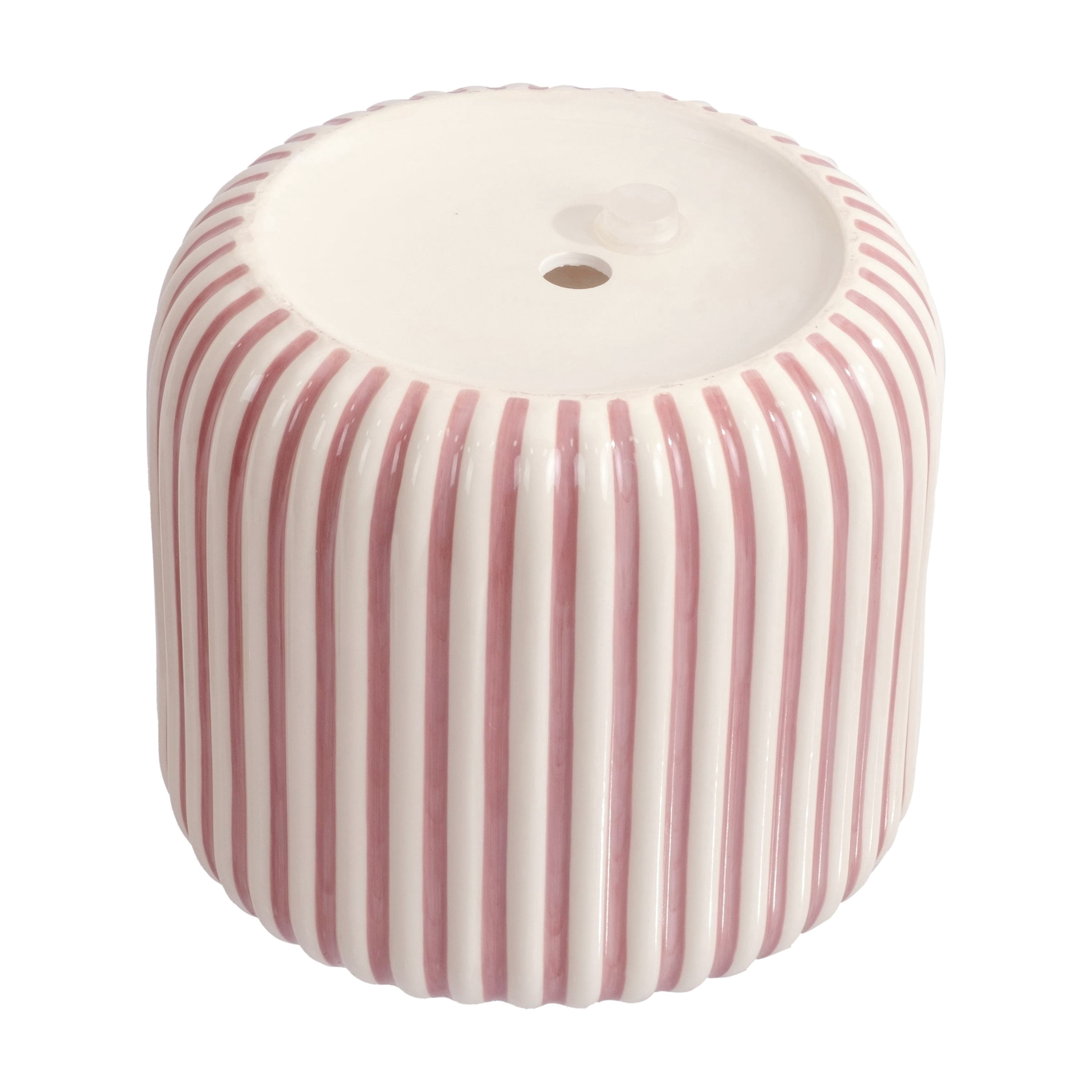 Beautiful 8" Rose Pink Stripe Ceramic Planter by Drew Barrymore