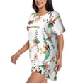 thumbnail image 2 of "Wukai Pretty Floral With Leaves Women's Pajama Set - Short-Sleeve Top and Shorts with Elastic Waistband and Pockets for Loungewear, Yoga, and Casual Wear-X-Large, 2 of 8