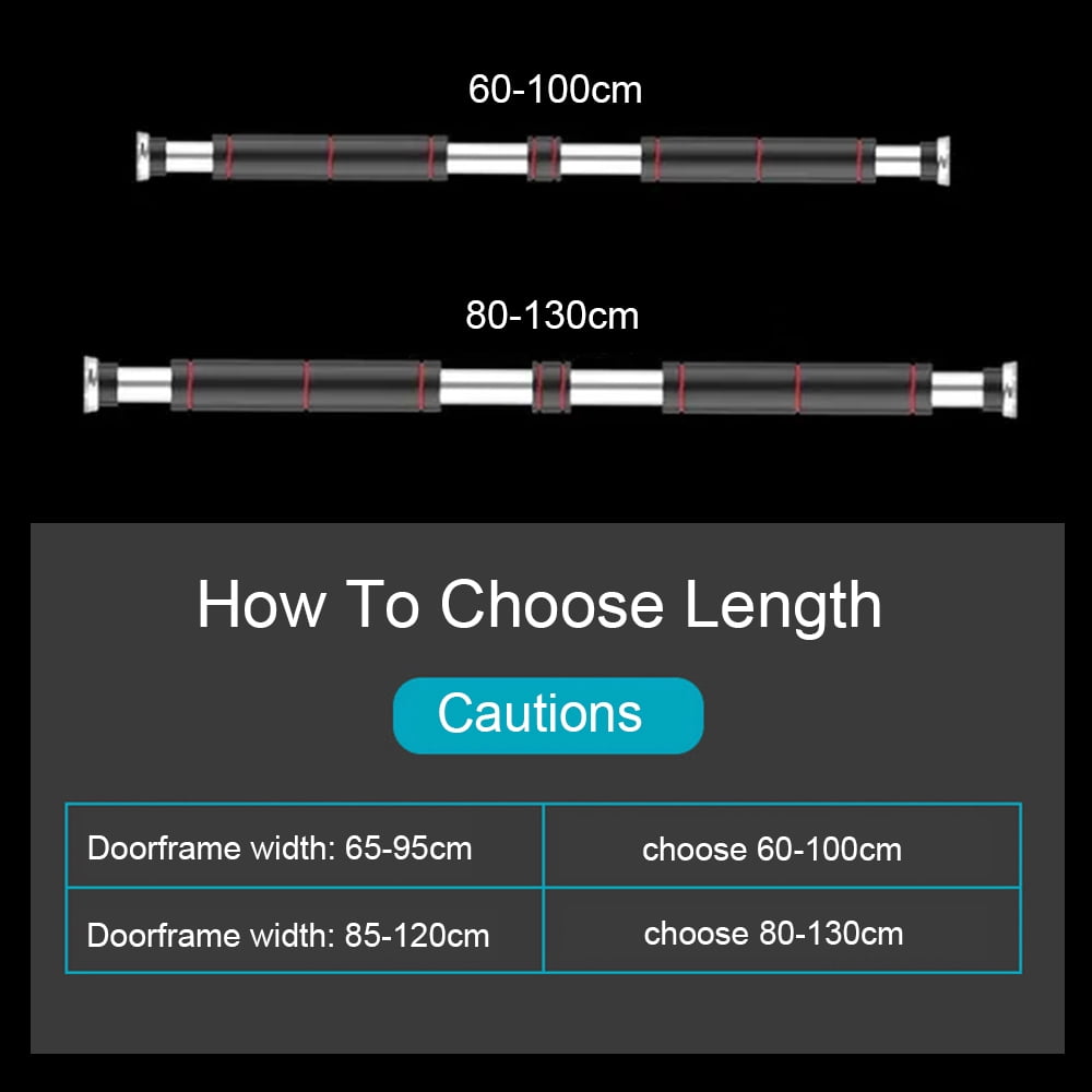 Suodoka Adjustable Doorway Pull Up Bar Home Gym Strength Training Equipment, 31.5-51.2 Inches / 80-130 cm Length Heavy Duty Steel Workout Horizontal Bar Holds Up to 440 lbs Black
