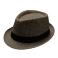 thumbnail image 2 of Chapeaux de Soleil à Moins de 10 $ Brun Hommes et Femmes Chapeau Jazz Rétro Imprimé à Rayures Chapeau de Soleil Britannique Chapeau de Soleil de Voyage, 2 of 3