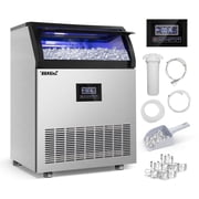 TITTLA Commercial Ice Maker, 200lbs/24H, Stainless Steel, Under Counter, 55lbs Ice Storage, 90Pcs Ice Cube, 550W