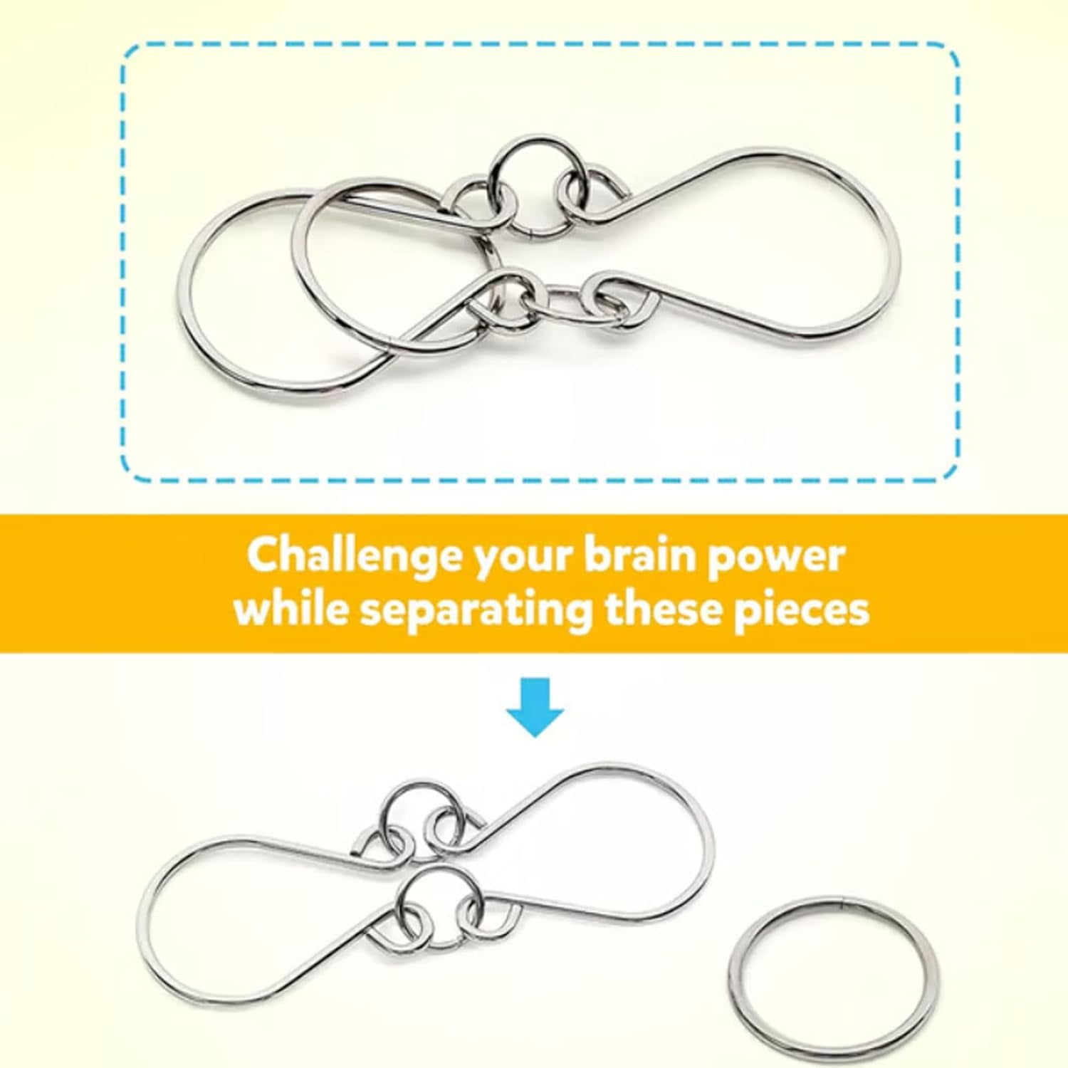 Metal Montessori Puzzle Solving, Metal Brain Teaser Puzzles, Steel IQ Games Physics Mind Metal Puzzles for Adults, for Party Favor Challenge, with Pouch