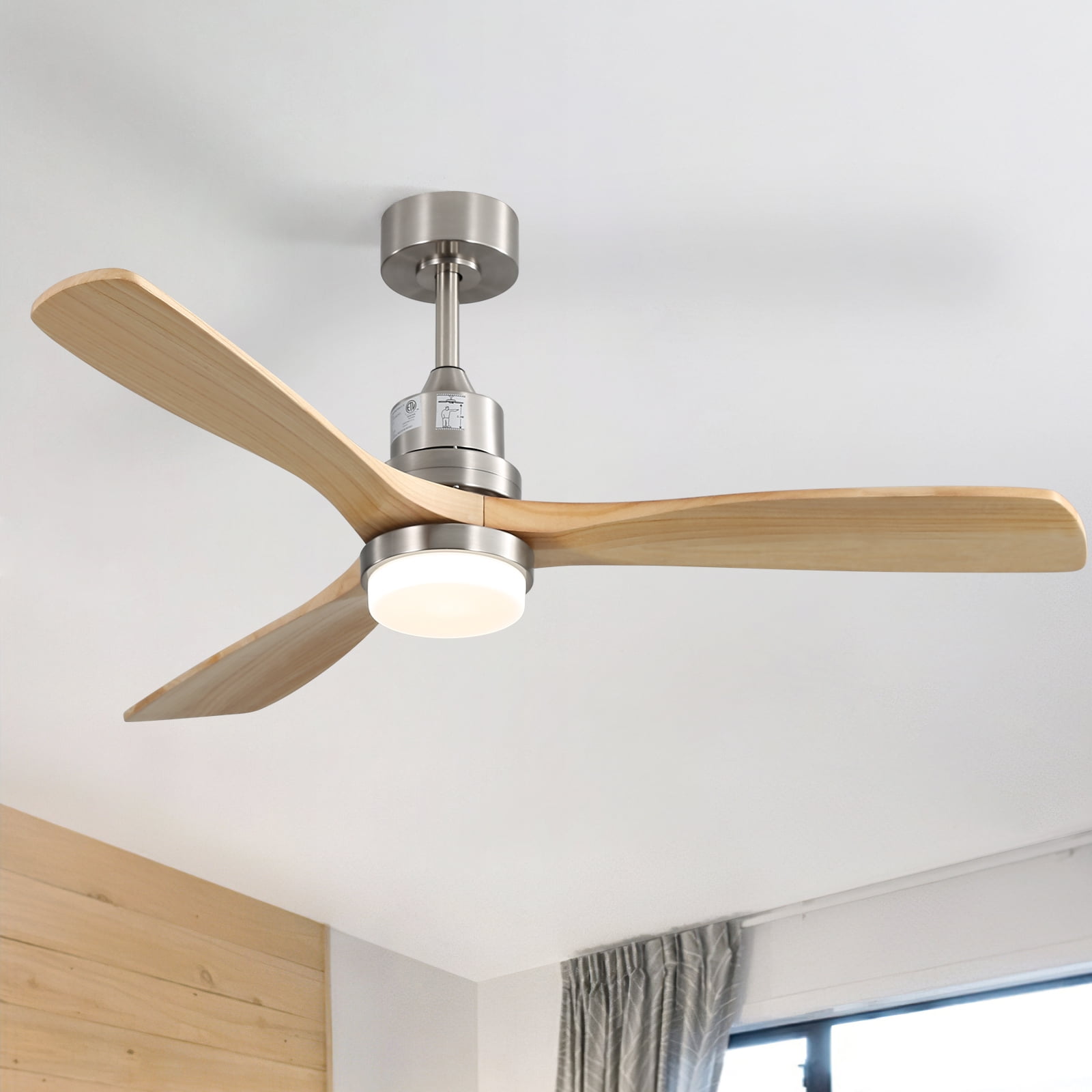 Sofucor Smart Ceiling Fan 52 In Indoor Outdoor With Light Remote - Reversible DC Motor Silver