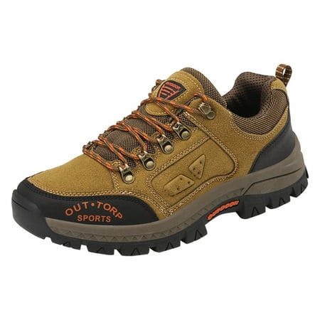 

GNEIKDEING Four Seasons Men Sneakers Hiking Shoes Flat Bottom Non Slip Lace Up Comfortable Gift on Clearance