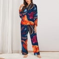 thumbnail image 2 of Fotbe Tropical Flower Conjunto de Pijama de Manga Larga para Mujer con Estampado, Ropa de Dormir de 2 Piezas, Conjunto de Casa Suave y Cómodo con Bolsillos-Large, 2 of 7