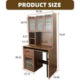 thumbnail image 4 of LUMAMIN Computer Desk, Extendable Study Desk with 90° Rotating Desktop, Glass Door Cabinets, Bookshelf & Hutch  for Home Office, Walnut, 4 of 12