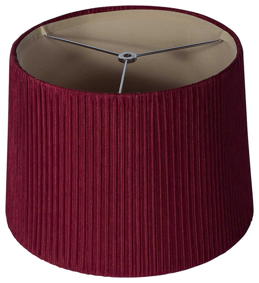 Urbanest Faux Silk Box Pleated Drum Lamp Shade, 10x12x8.5", Burgundy