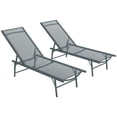 thumbnail image 1 of Outsunny 2 PCs Folding Outdoor Lounge Chairs w/ Adjustable Back, Light Grey, 1 of 10