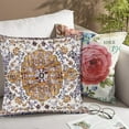 thumbnail image 4 of Turkish Decorative Boho Throw Pillow Cover, Vintage Print Bohemian Chic Accent Cushion Case for Sofa Couch Bedroom Living Room, 18x18 inch, 4 of 6