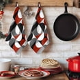 thumbnail image 4 of Red Grey, Kitchen Towels Set of 2, Abstract Retro Middle Century Geometric Art Soft Microfiber Dish Towels, Absorbent Quick-Dry Washable Dishcloths for Kitchen Cleaning, Drying Dishes, 18x28 Inches, 4 of 9