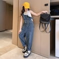 thumbnail image 5 of YunPes Girls Denim Overalls Kids Sleeveless Wide Leg Jumpsuit Bib Overall with Heart Graphic Pockets Trendy Streetwear Jeans, 5 of 9