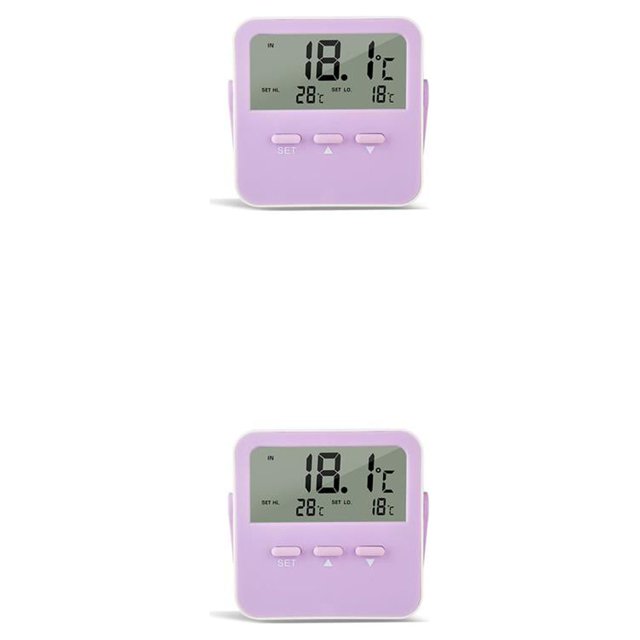 Cateissary Termómetro de habitación Digital ℃/℉ Higrómetro electrónico Temperatura de plástico Medidor de humedad Escritorio Colgante Violeta 2Conjunto