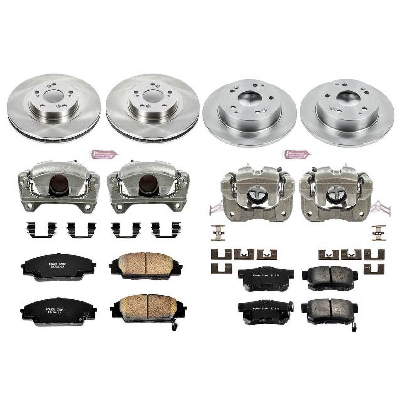 PowerStop Front and Rear Stock Replacement Brake Pad and Rotor Kit with Calipers Fits: ACURA Select Models KCOE2441