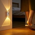 thumbnail image 3 of Rechargeable Smart Led Motion Sensor Ambient Light, Punch-Free Color Changing Motion Sensor Light for Stairs, Rechargeable RGB Led Wall Lamp, for Stairs, Wardrobe, Cabinet (Wood Color,3-Color), 3 of 7