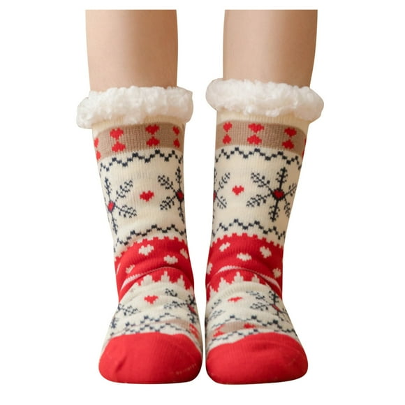 MZXELPRJD No Show Socks Womens Winter Super Soft Warm Fuzzy Lined Grippers Slipper Socks, Running Socks White