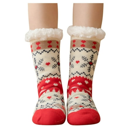 

Women s Winter Super Soft Warm Fuzzy Fleece-Lined Grippers Slipper Socks