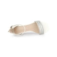 thumbnail image 4 of BLISSFUL STEP Outfit Glittering Ankle Strap Block Heel Open Toe Sandals for Women White 7.5, 4 of 8