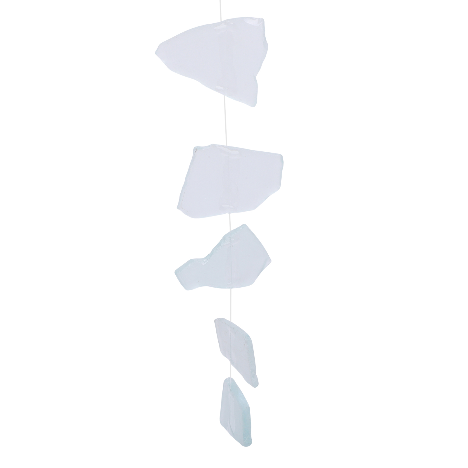 NFTIGB 4pcs Sea Glass and Driftwood Chime Sandblasted Glass Hand Crafted Wind Chime Garden Yard Indoor Outdoor Decorations Bohemian Wreath (6.69 inches / 17 cm) Multicolor