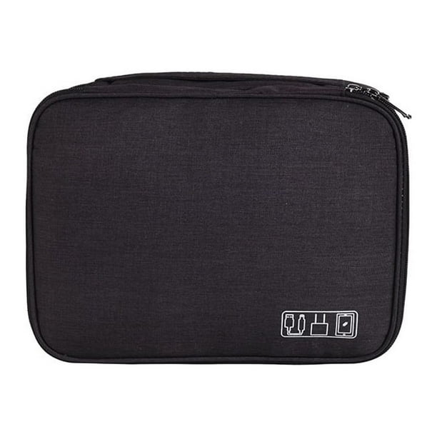 Yuarrent Estuche de almacenamiento Organizador de cables Bolsa de cargador Accesorios de viaje Gran capacidad Conveniente Bolsas de mano Almacenamiento y organización del hogar Negro 5 pulgadas
