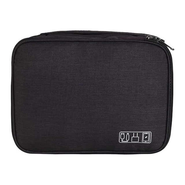 Yuarrent Estuche de almacenamiento Organizador de cables Bolsa de cargador Accesorios de viaje Gran capacidad Conveniente Bolsas de mano Almacenamiento y organización del hogar Negro 5 pulgadas