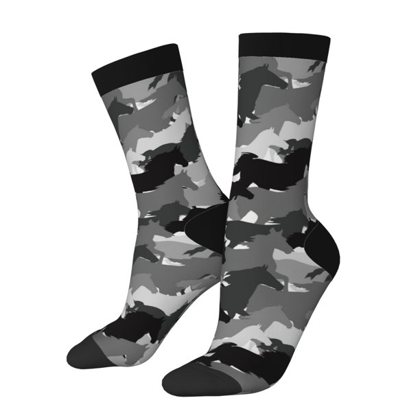 Balery Horse Silhouette Calcetas Largas con Estampado para Hombre y Mujer – Suaves y Transpirables, Talla Única (US 5-11)