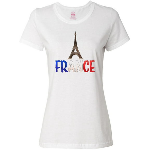 Inktastic France Eiffel Tower Flag in Text Women's T-Shirt