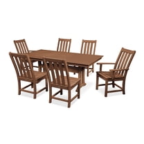 POLYWOOD Vineyard 7-Piece Farmhouse Trestle Dining Set in Teak