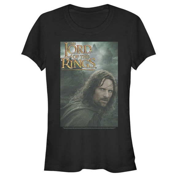 Junior's The Lord of the Rings Fellowship of the Ring Aragorn Movie Poster  Graphic Tee Black Medium