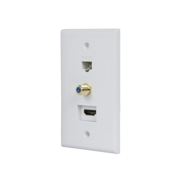 Monoprice 12097 Wall Plate, with 1 HDMI F&F Adapter 1RJ45 Cat5e Coupler & 1 F Connector