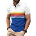 thumbnail image 2 of Men's Polos Short Sleeve Red And Blue Stripe Streak Lapel Short Sleeve Pol Shirt Fallow Color Contrast Pol Shirt, 2 of 6