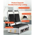 thumbnail image 3 of KFFKFF Commercial Panini Grill, 3600W Electric Sandwich Panini Maker, Stainless Steel Double Sandwichs Press with Handle and Temp Control, 19x9 in Full Grooved Enamel Plate, 3 of 9
