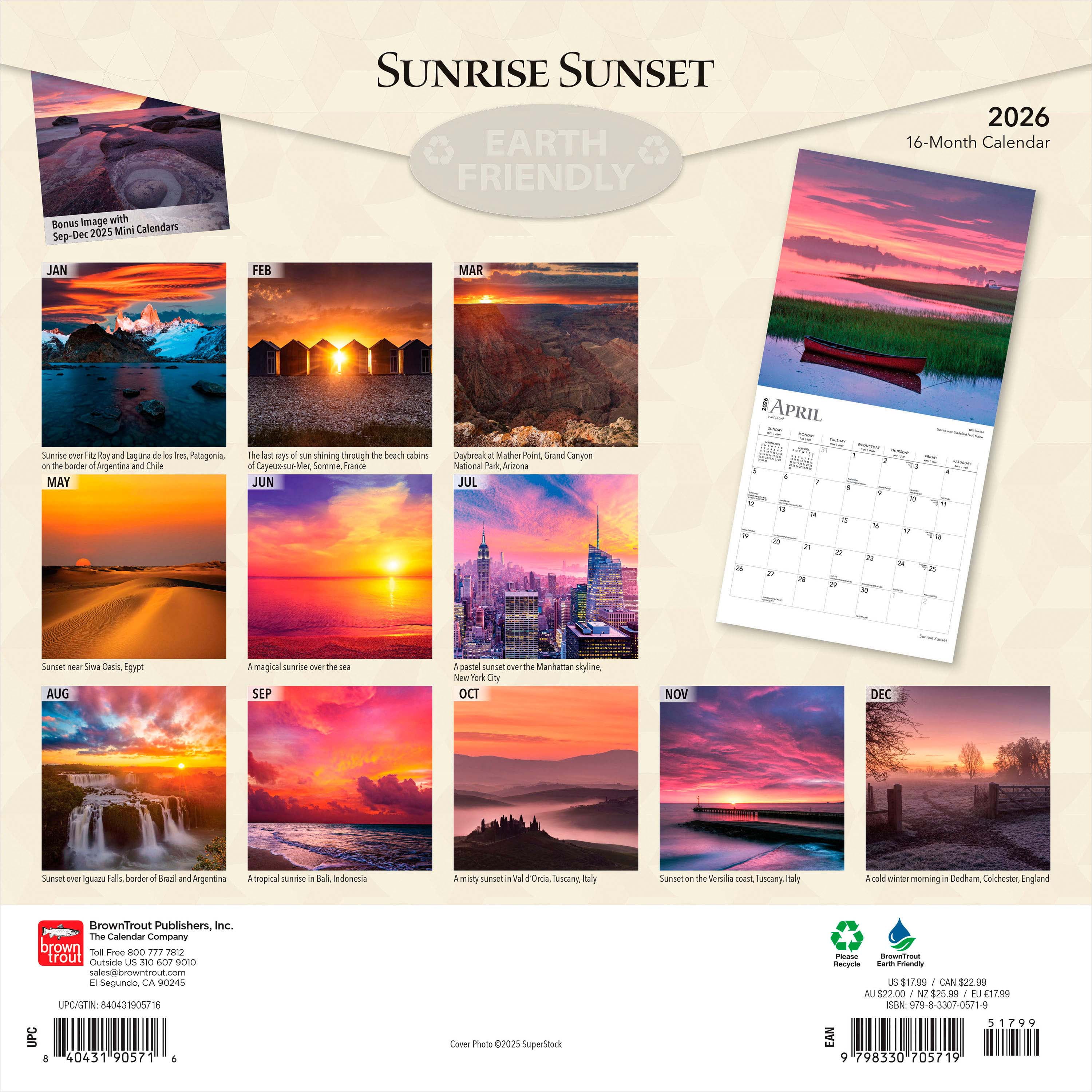 Lever de Soleil Coucher de Soleil 2026 Carré