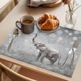 thumbnail image 3 of Gray Elephants Placemats Set of 4 Modern Vintage Elephants Blowing Bubbles Place Mats Indoor Wipeable Table Mats Washable Cloth Dining Table Placemats for Kitchen Holiday Party Home Decor 13x19 Inch, 3 of 9
